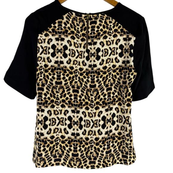 A.L.C. Luxe Raglan‎ Short Sleeves Leopard Print Silk Blouse Size 2 - Picture 1 of 6